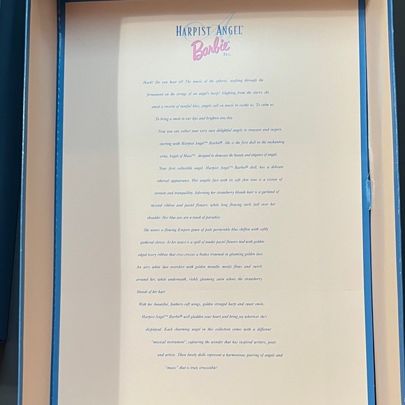 NWT Harpist Angel Vintage 1997 Barbie Angels of music Doll 18894 - Picture 7 of 9